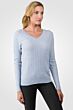 Sky Heather Cashmere Cable-knit V-neck Sweater right side view