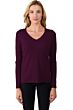 Plum Cashmere V-neck Sweater front view