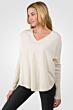 Cream Cashmere V-neck Circle High Low Sweater left side view