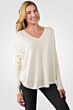 Cream Cashmere V-neck Circle High Low Sweater right side view