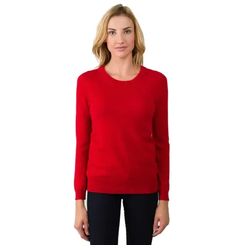 Red Cashmere Crewneck Sweater front view